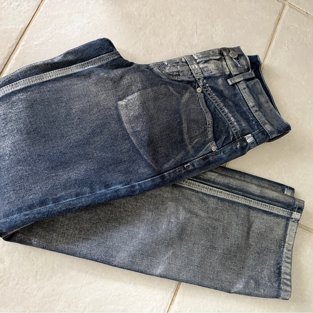 western core mob wife cowboy metallic BDG Urban Outfitters Sz 25 Silver wash - Picture 3 of 7